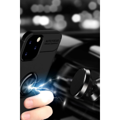İphone 12 Kılıf Range Yüzüklü Silikon - Siyah-kırmızı