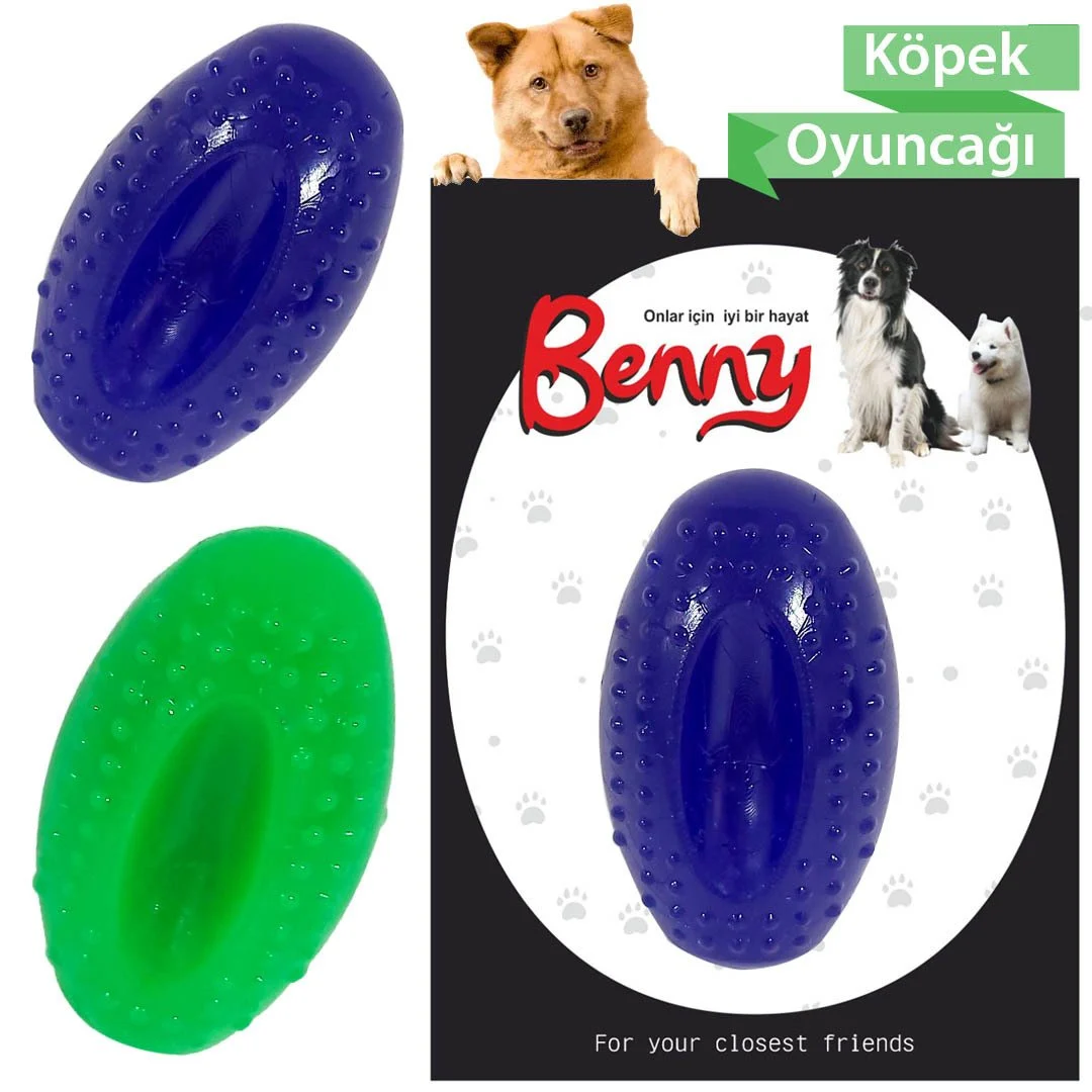 Benny Köpek Oyuncağı Sert Elips Top 8 x 4.5 cm Çeşitli Renklerde