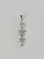 Çiçek Detaylı Sallantılı Göbek Piercing