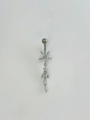 Çiçek Detaylı Sallantılı Göbek Piercing
