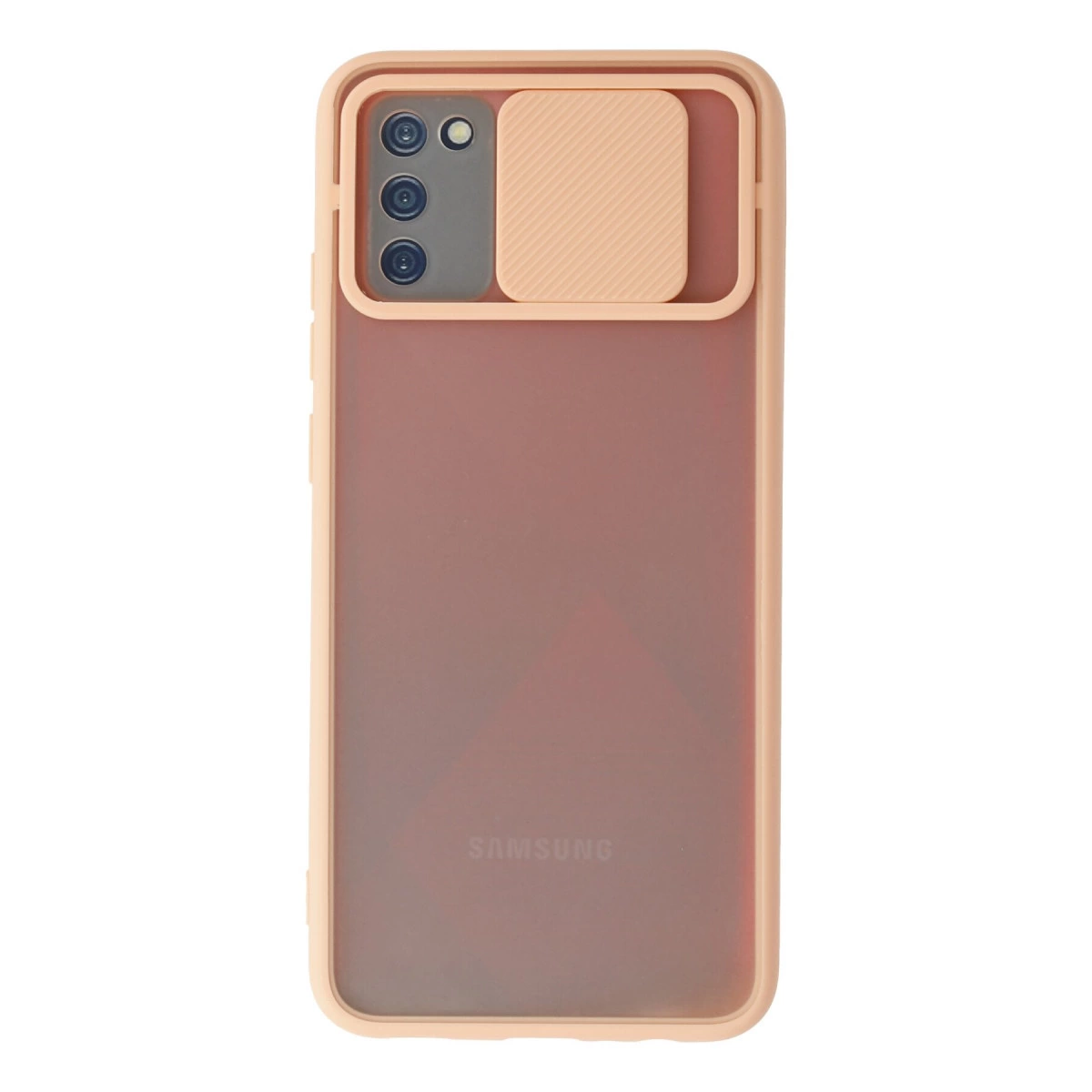 Samsung Galaxy A02s Kılıf Palm Buzlu Kamera Sürgülü Silikon - Pembe