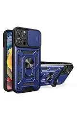Newface İphone 16 Pro Kılıf Pars Lens Yüzüklü Silikon - Lacivert
