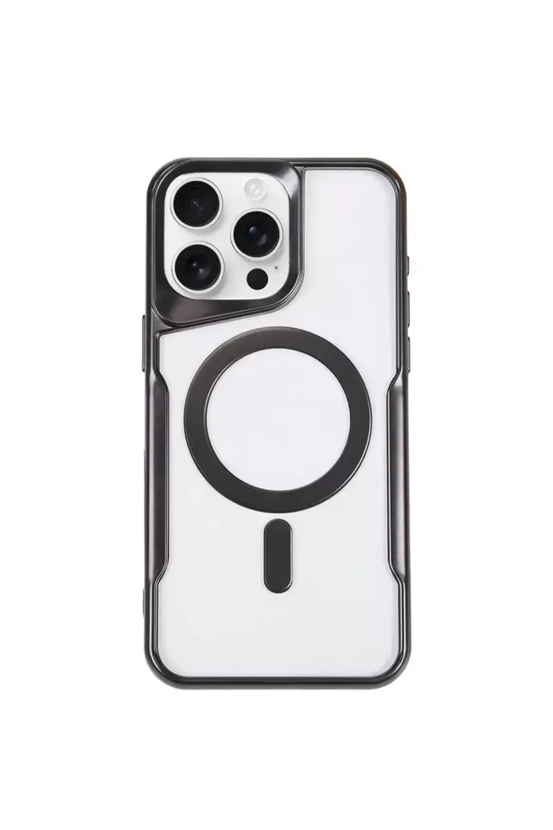 Newface Apple İphone 15 Pro Max Kılıf Boyi Magsafe Silikon Kapak - Siyah