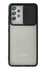 Newface Samsung Galaxy A72 Kılıf Palm Buzlu Kamera Sürgülü Silikon - Siyah