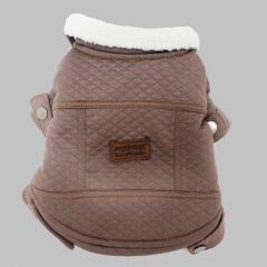 Vizon Kuzu Yaka Deri Köpek Montu Small