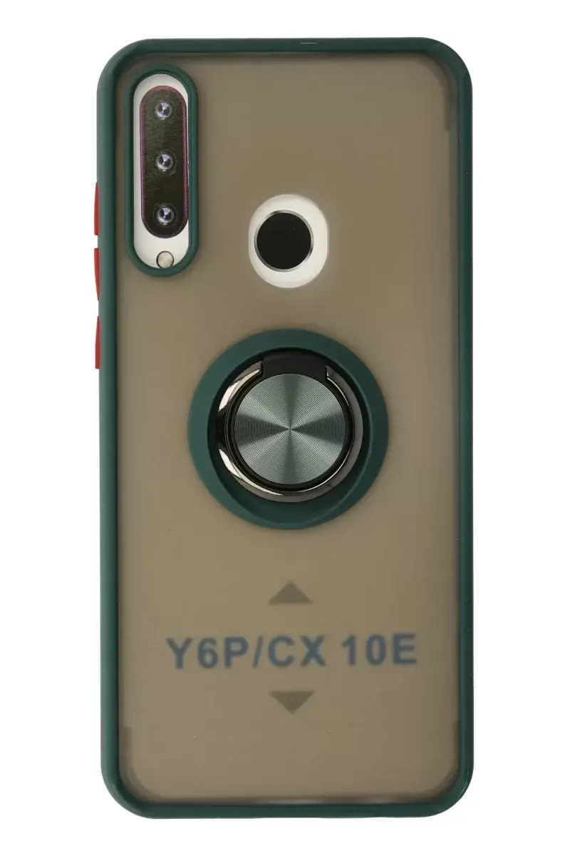 Newface Huawei Y6p Kılıf Montreal Yüzüklü Silikon Kapak - Yeşil