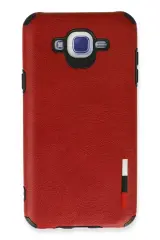 Newface Samsung Galaxy J7 Kılıf Loop Deri Silikon - Kırmızı