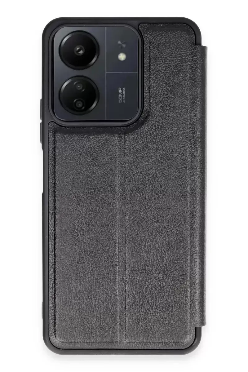 Newface Xiaomi Redmi 13c Kılıf Flip Cover - Siyah