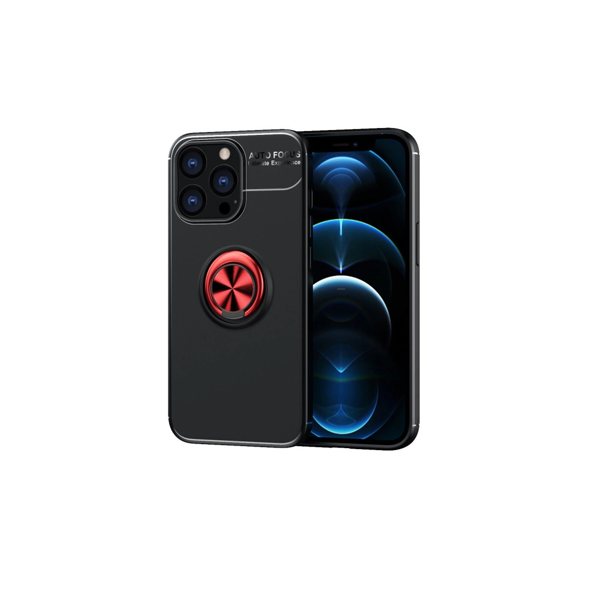 İphone 13 Pro Kılıf Range Yüzüklü Silikon - Siyah-kırmızı