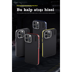Joko İphone 15 Pro Kılıf Aramid 600d Kevlar Karbon Fiber Magsafe Kapak - Sarı