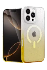 Newface Apple İphone 16 Pro Max Pummel Shiny Magsafe Kapak - Gold