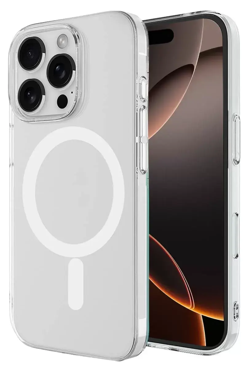 Newface Apple İphone 16 Pro Kılıf Magneticsafe Şeffaf Silikon - Şeffaf