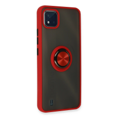Realme C11 2021 Kılıf Montreal Yüzüklü Silikon Kapak - Kırmızı