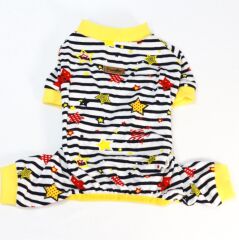 Çizgili Yıldızlı Penye Tulum Kedi Köpek Kıyafeti Medium