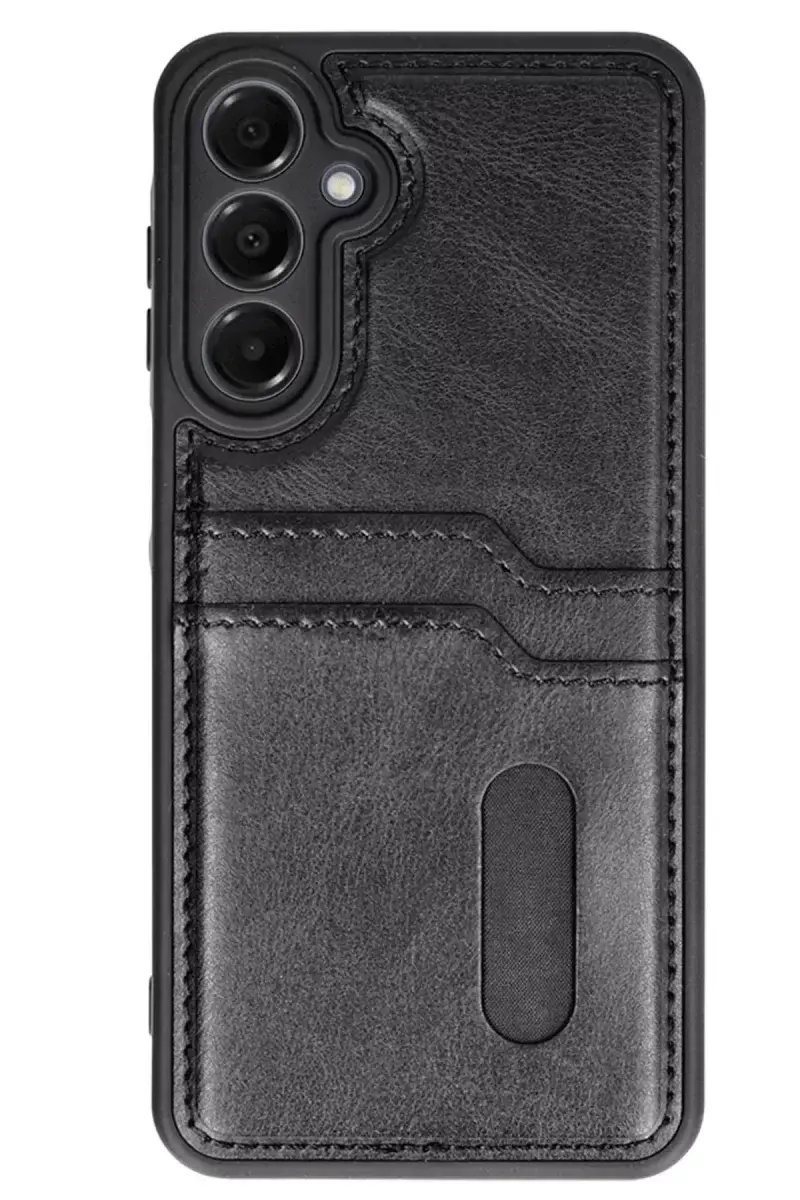 Newface Samsung Galaxy A55 5g Kılıf Sara Kartvizitli Deri Kılıf - Siyah