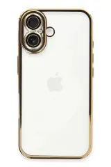 Newface Apple İphone 16 Plus Kılıf Razer Lensli Silikon - Gold