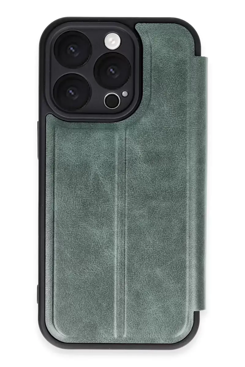 Newface Apple İphone 16 Pro Max Kılıf Flip Cover - Koyu Yeşil
