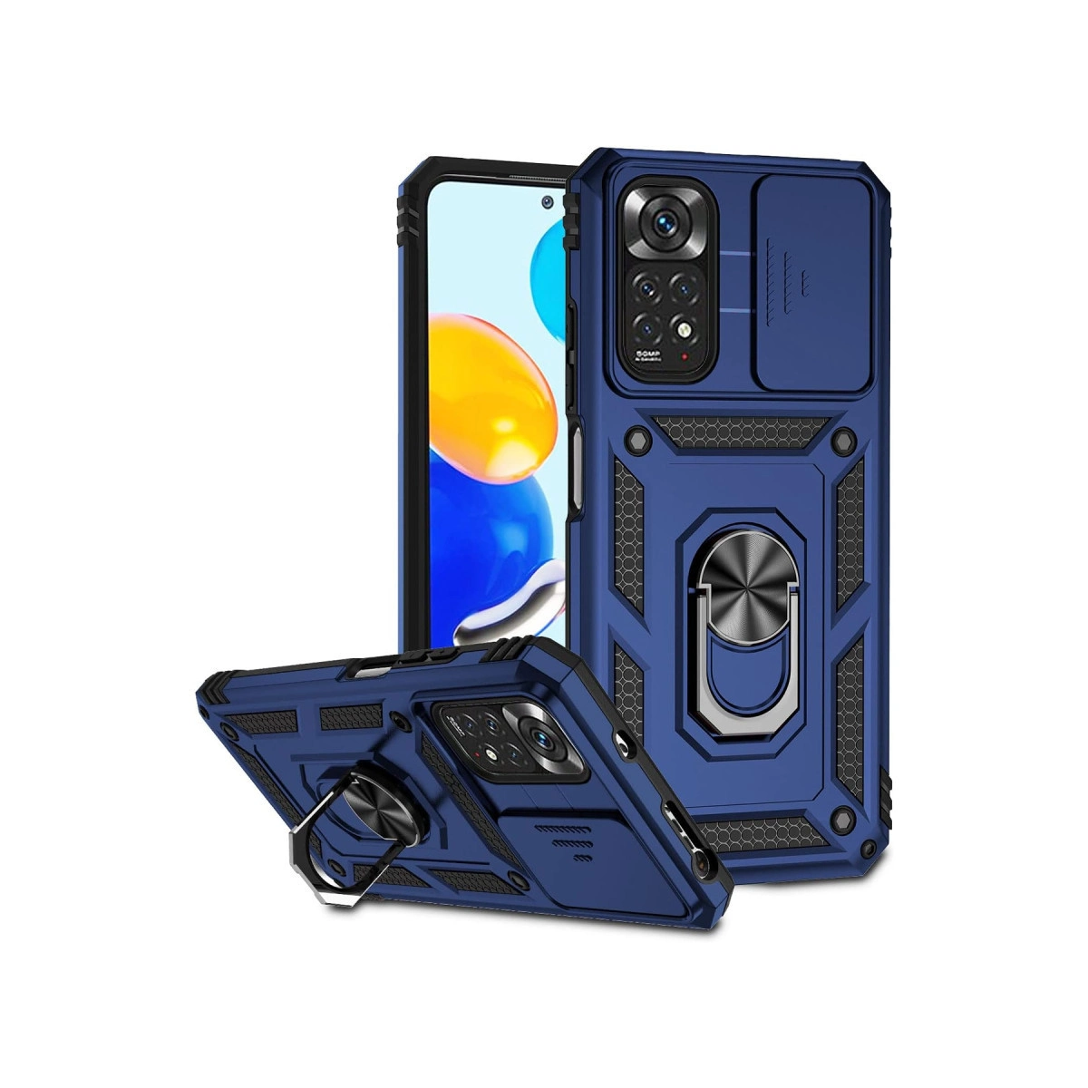Xiaomi Redmi Note 11 Pro Kılıf Pars Lens Yüzüklü Silikon - Lacivert