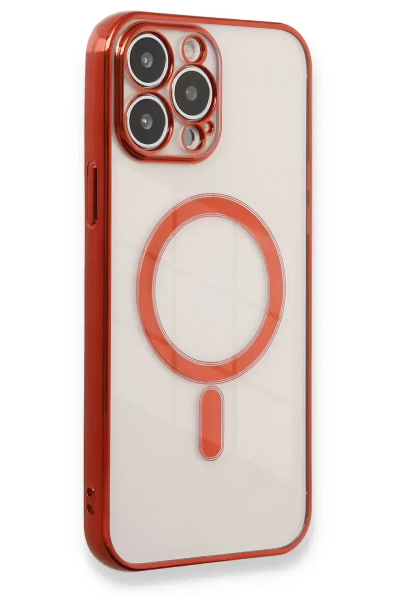 Newface İphone 13 Pro Max Kılıf Magneticsafe Lazer Silikon - Kırmızı
