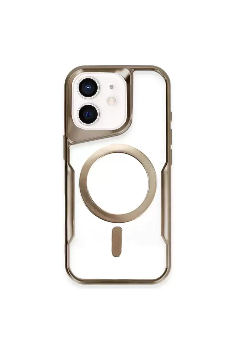 Newface Apple İphone 12 Kılıf Boyi Magsafe Silikon Kapak - Kahverengi