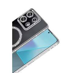 Xiaomi Redmi Note 13 Pro 4g Joke Simli Magneticsafe Kılıf - Gümüş