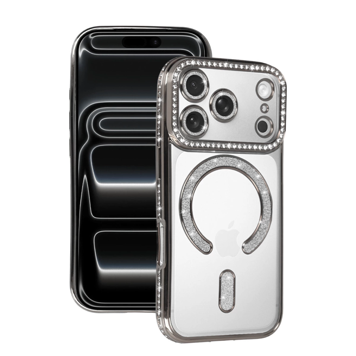 İphone 17 Pro Joke Simli Magneticsafe Kılıf - Gümüş