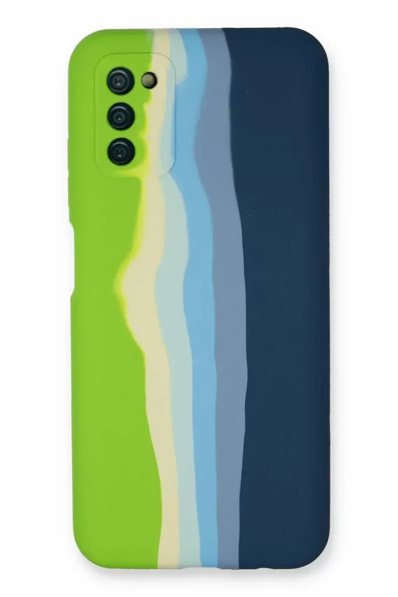 Newface Samsung Galaxy A03s Kılıf Ebruli Lansman Silikon - Yeşil-koyu Yeşil
