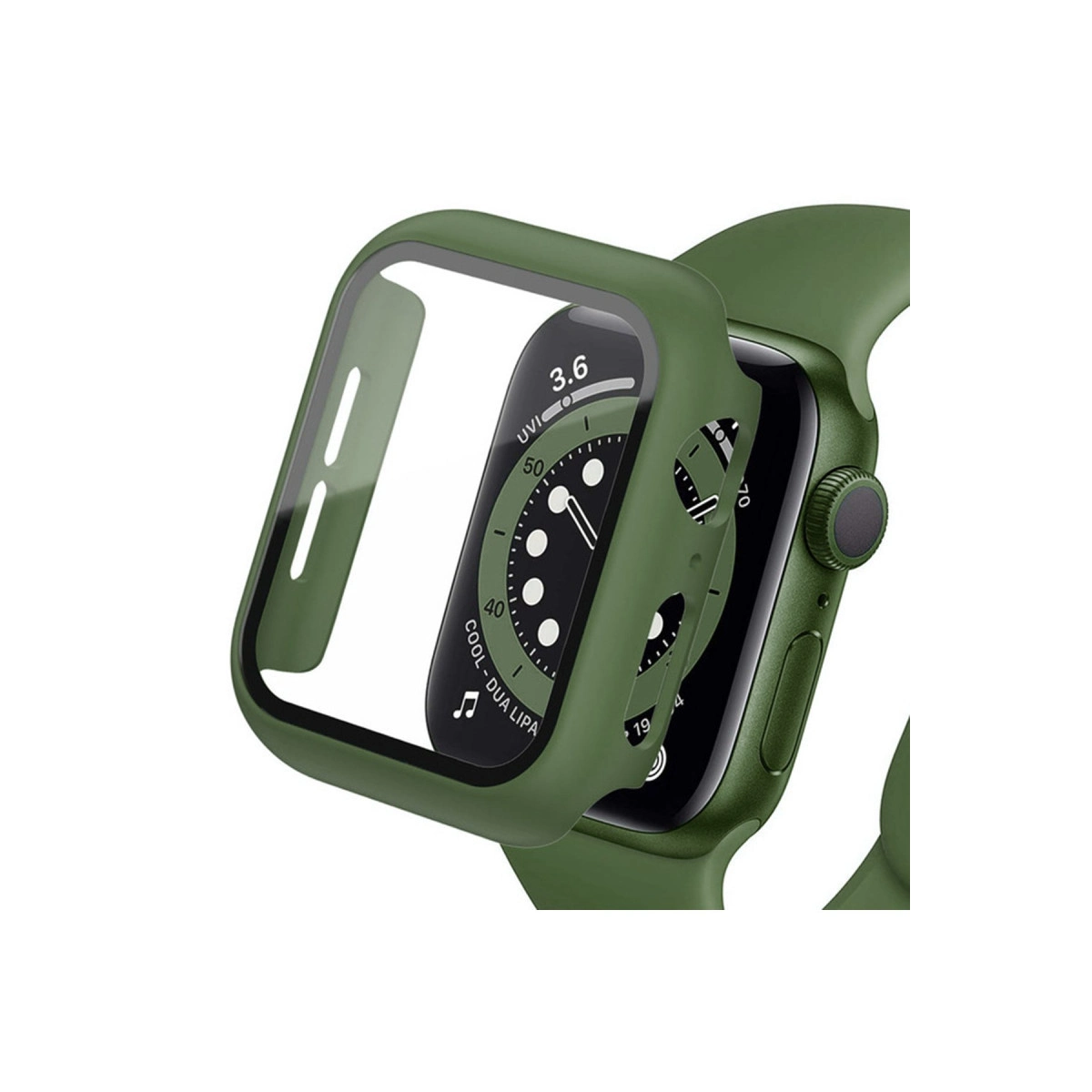 Watch 45mm Camlı Kasa Ekran Koruyucu - Koyu Yeşil