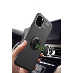 İphone 11 Pro Max Kılıf Range Yüzüklü Silikon - Siyah-kırmızı