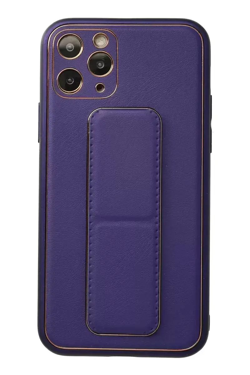 Newface İphone 11 Pro Kılıf Coco Deri Standlı Kapak - Mor