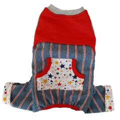 Star Jean Rompers Kedi Köpek Tulumu Kıyafeti Large