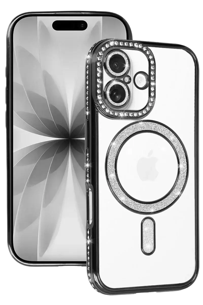 Newface Apple İphone 17 Joke Simli Magneticsafe Kılıf - Siyah