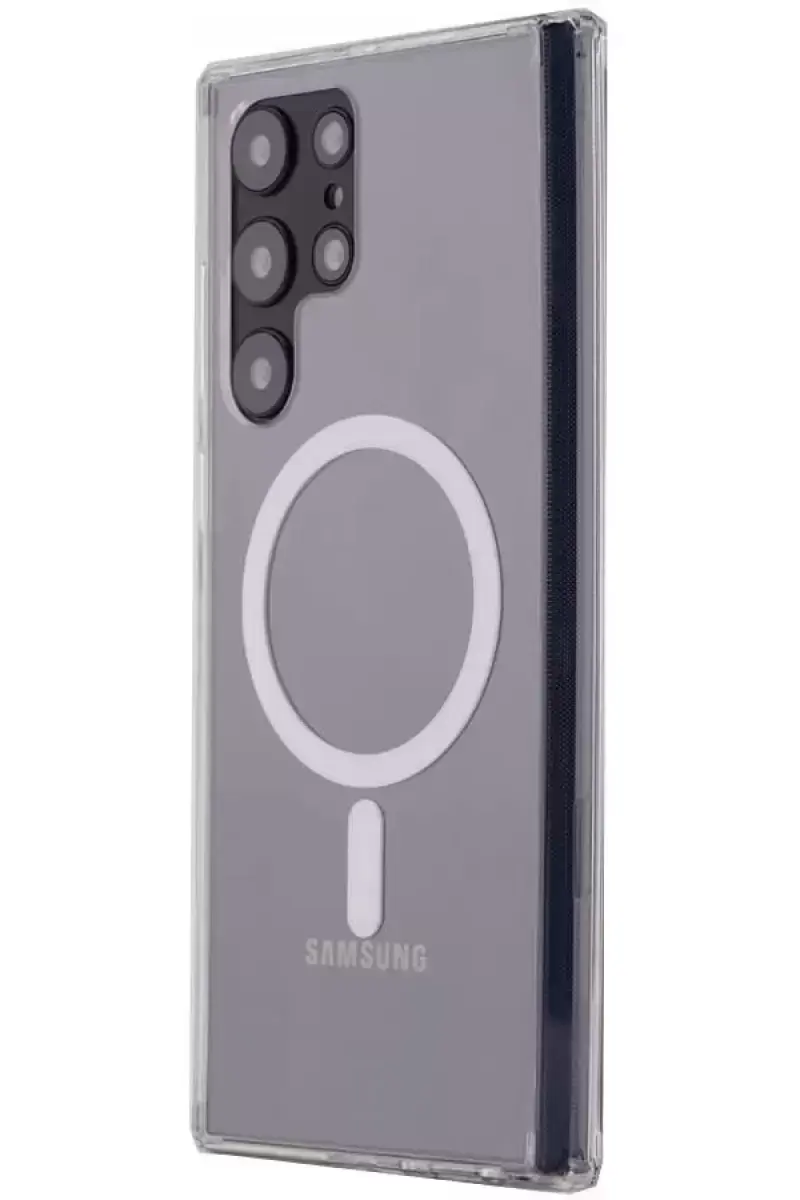 Newface Samsung Galaxy S22 Ultra Kılıf Magneticsafe Şeffaf Silikon - Şeffaf