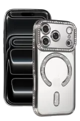 Newface Apple İphone 17 Pro Max Joke Simli Magneticsafe Kılıf - Gümüş