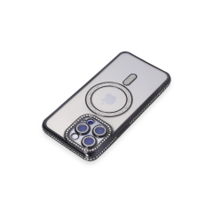 İphone 15 Pro Kılıf Joke Simli Magneticsafe Kılıf - Siyah