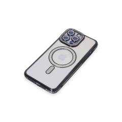 İphone 15 Pro Kılıf Joke Simli Magneticsafe Kılıf - Siyah