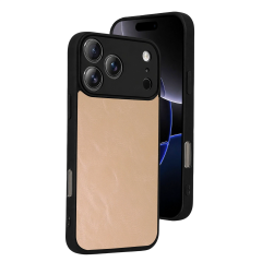 İphone 17 Pro Aras Deri Kapak - Pudra