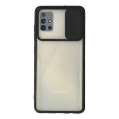 Samsung Galaxy A71 Kılıf Palm Buzlu Kamera Sürgülü Silikon - Siyah
