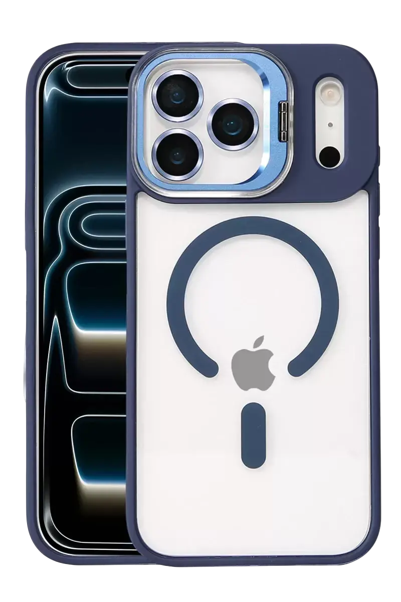 Joko Apple İphone 17 Pro Max Remim Lensli Magsafe Standlı Kapak - Lacivert