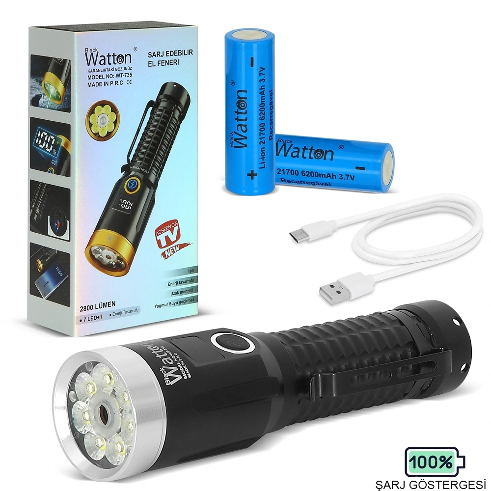 2800 Lümen Özel Seri Yeşil Lazer Özellikli Mıknatıslı  Wt-735