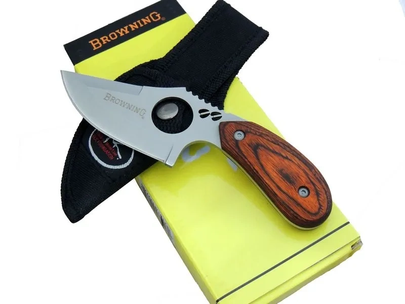 Browning 087 Yüzme Kamp Bıçak 16 Cm - Ahşap Sap, Özel Kılıflı