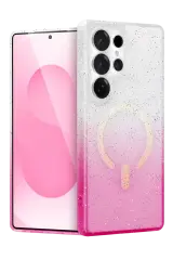 Newface Samsung Galaxy S25 Ultra Pummel Shiny Magsafe Kapak - Pembe
