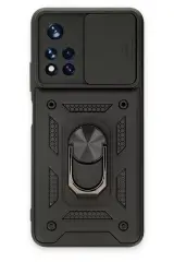 Newface Xiaomi Redmi Note 11t Kılıf Pars Lens Yüzüklü Silikon - Siyah