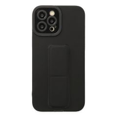 İphone 12 Pro Max Kılıf Mega Standlı Silikon - Siyah