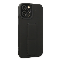 İphone 12 Pro Max Kılıf Mega Standlı Silikon - Siyah