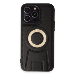 İphone 14 Pro Kılıf Merkür Magneticsafe Standlı Kapak - Siyah