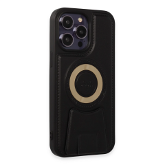 İphone 14 Pro Kılıf Merkür Magneticsafe Standlı Kapak - Siyah