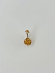 Turuncu Taşlı Göbek Piercing