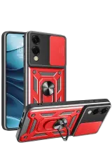 Newface Samsung Galaxy S25 Edge Pars Lens Yüzüklü Silikon - Kırmızı