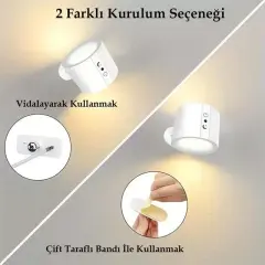 Ledx Al-sk-bd80a Çift Yönlü Kumandalı Duvar Aplik Çalışma Lambası 3000k-4000k-6500k